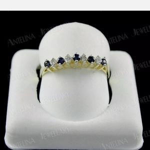 14KP Beautiful Diamond, Blue Sapphire Ring